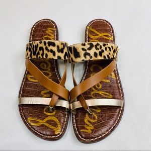 sam edelman gael leather & leopard print calf hair sandals